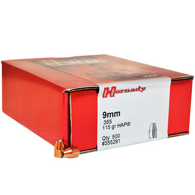 Hornady HAP 9mm 115 gr Bullets-500cnt