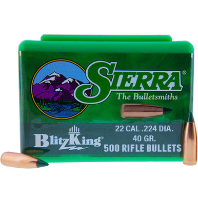 Sierra BlitzKing 1440 .22 Cal 40 gr Poly Tipped Bullets-100cnt