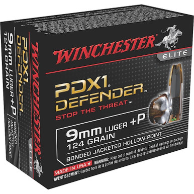Winchester 9mm PDX1 Defender +P 124 GR Bonded JHP 20 Rounds