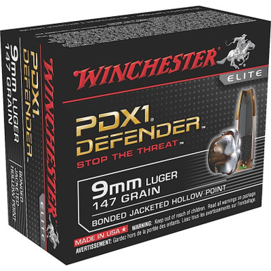 Winchester S9mm PDX1 Defender 9mm 147 GR Bonded JHP 20 Rounds