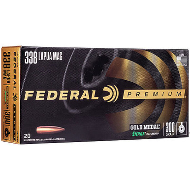 Federal BM338LM2 Gold Medal 338 Lapua Mag 300 GR BTHP 20 Rounds