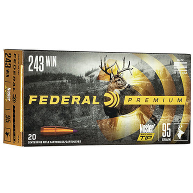 Federal P243J Premium 243 95 GR Nosler Ballistic Tip 20 Rounds