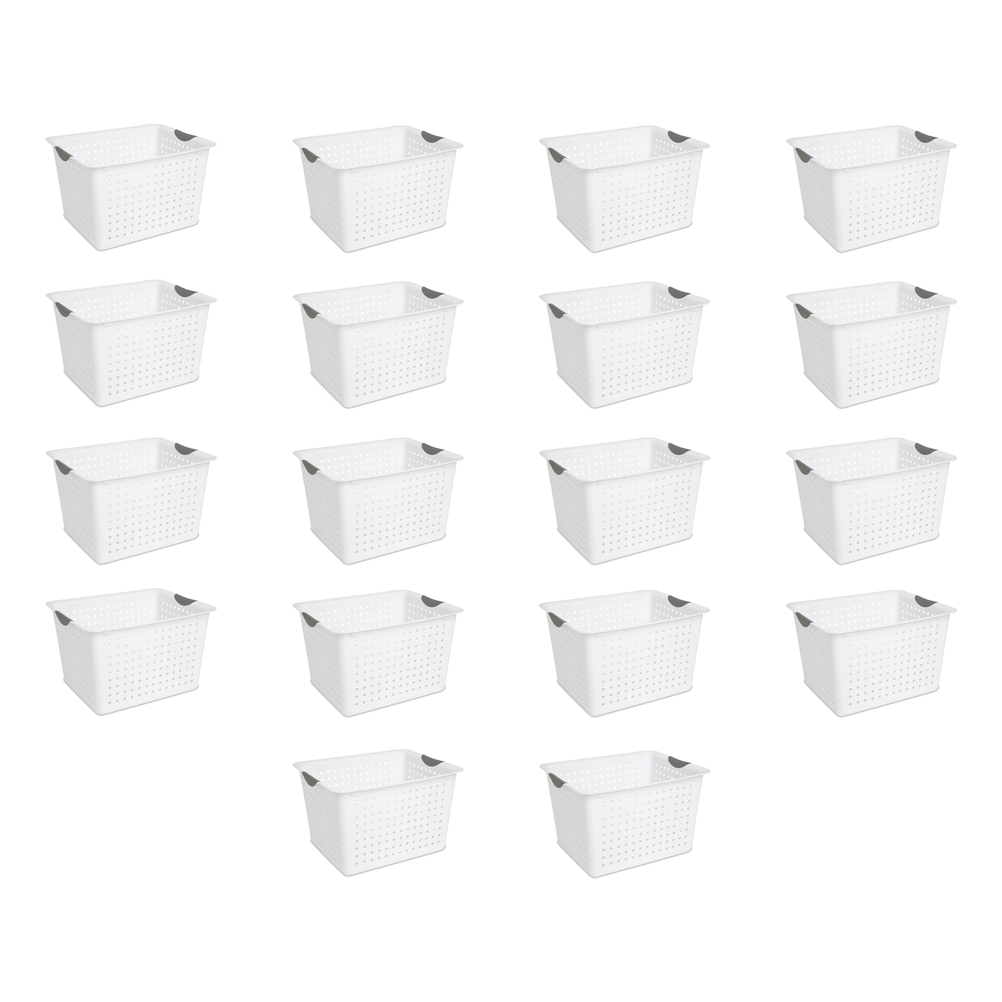 Sterilite Deep Ultra Plastic Storage Bin Organizer Basket with Handles (18 Pack)