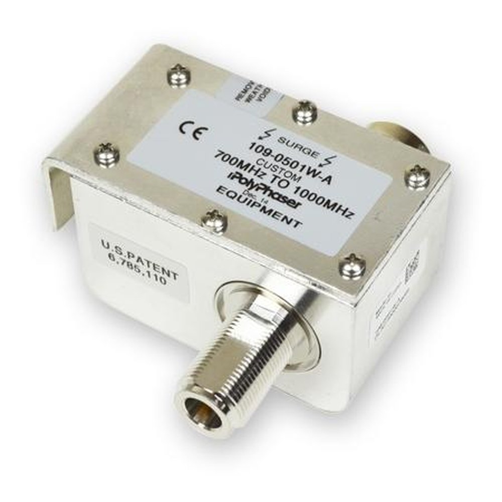 POLYPHASER 109-0501W-A Bulk Head Mount Arrestor.700MHz to 1000 Mhz Upto 750W Max Power.Throughput 120mJ.N Female on Equip Side N/m on Surge Side