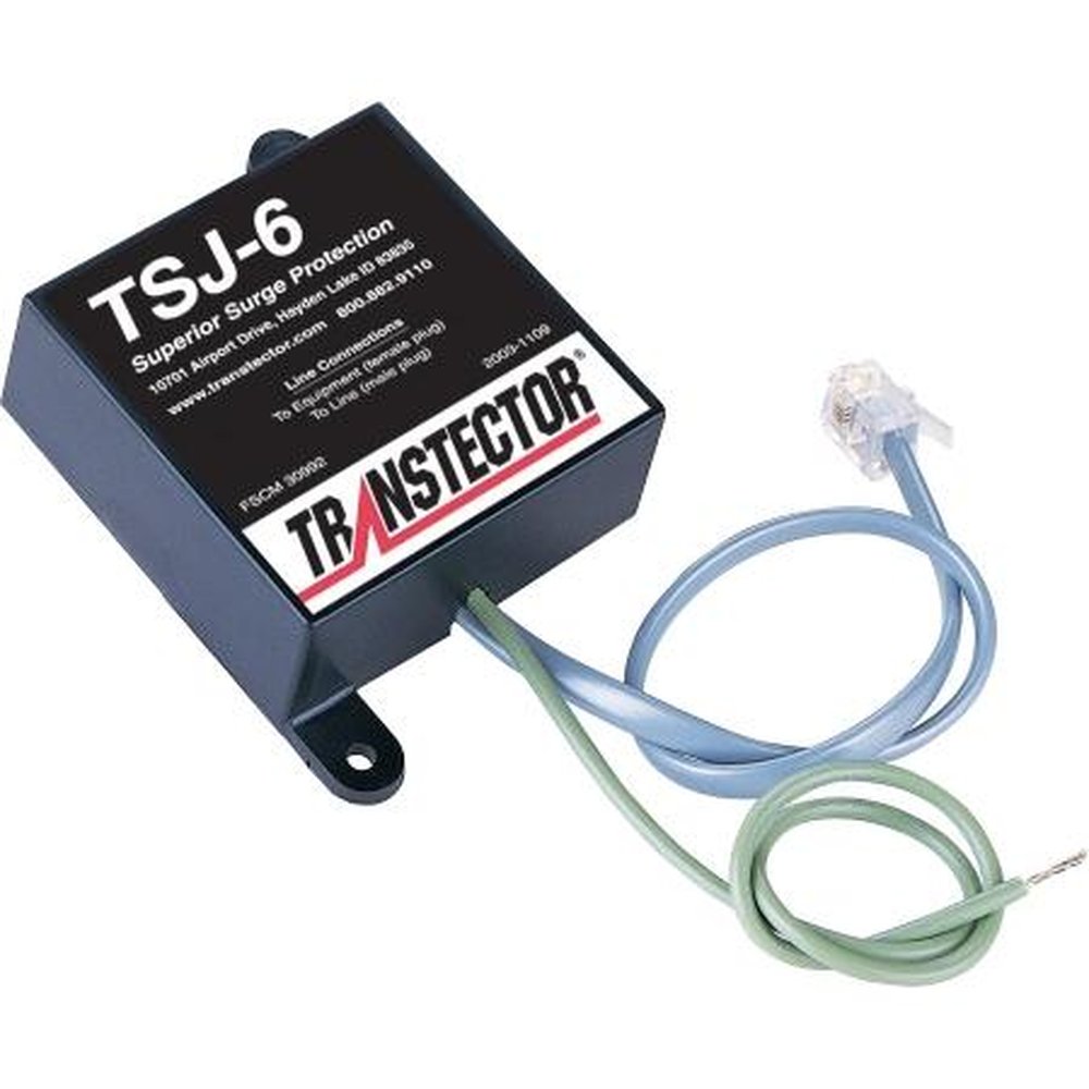 TRANSTECTOR 1100-592-1 160V, RJ-11 Silicon Surge Protection for Dial-Up Equipment with 1' Cord