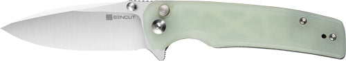 Sencut Knife Sachse 3.47" - Natural G10/satin Button Lock