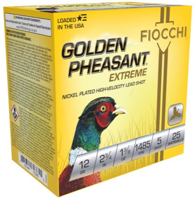 Fiocchi Golden Pheasant Nickel-Plated 12 Ga 2.75" 1-3/8 oz 5 Shot 1485 fps