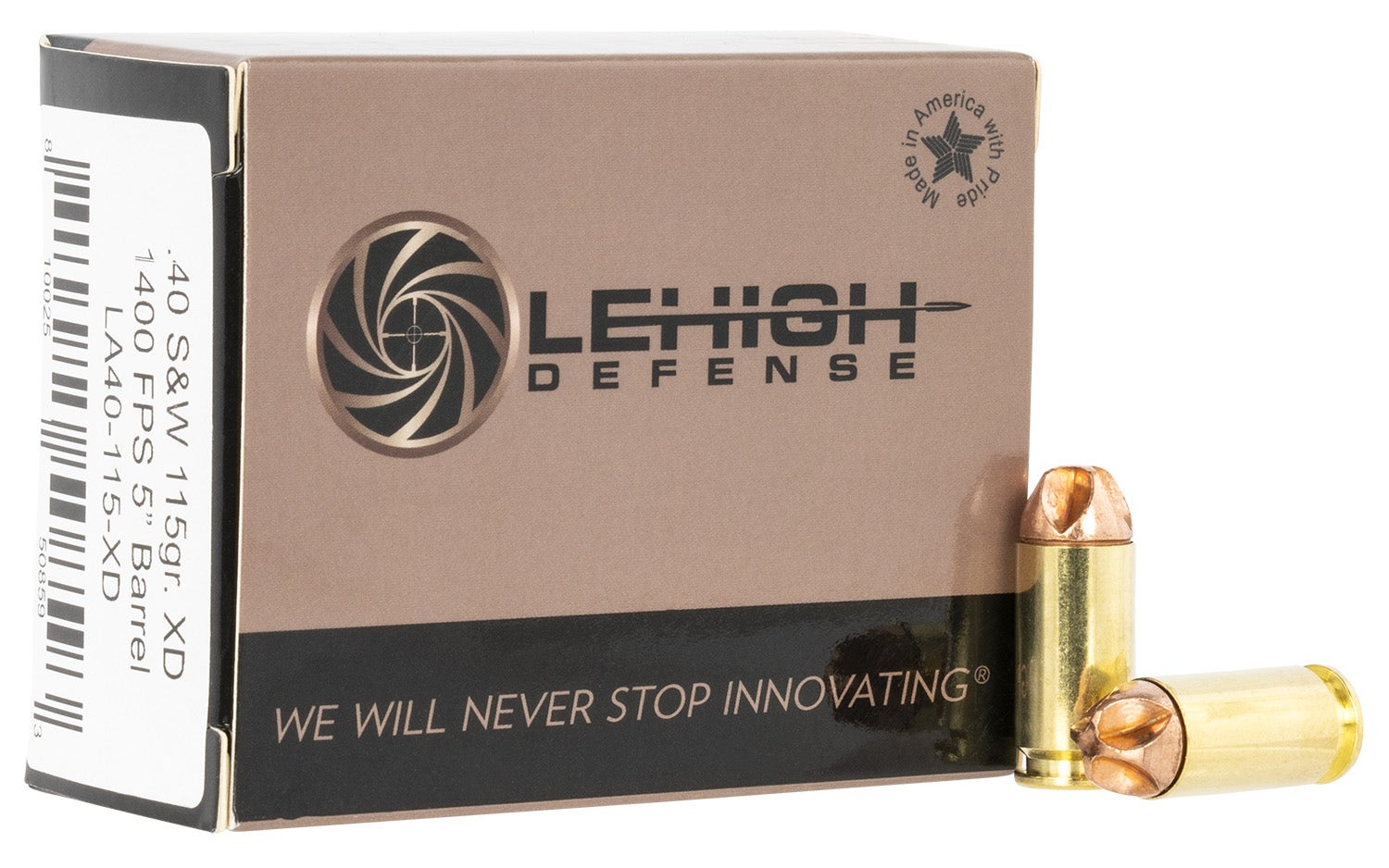 Lehigh Defense Xtreme Defense .40 S&W 115 gr FTM Brass Case 1400 fps 20 Rounds Per Box