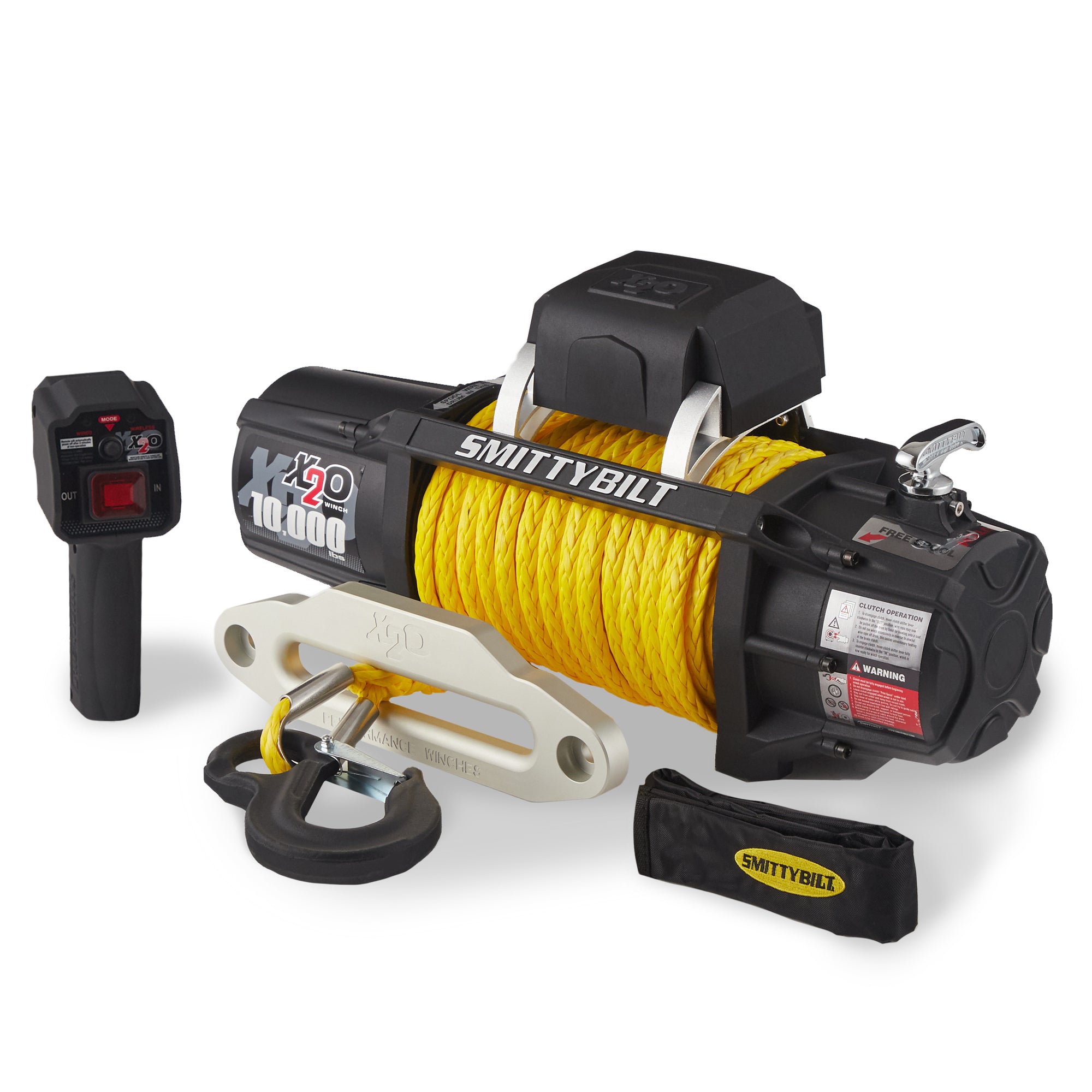 Smittybilt 98510Y X2O Gen2 10,000 Pound Wireless Waterproof Synthetic Rope Winch
