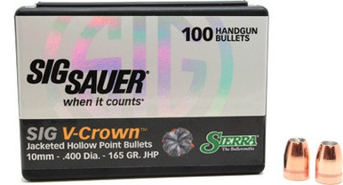 Sierra Sig V-Crown 9465 10mm 165 gr Jacketed Hollow Point Bullets-100cnt