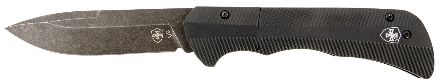 Templar Knife Auto Assist 3.25" Folding Tanto Part Serrated Black Oxide Stonewashed Powder Coated D2 Steel Blade