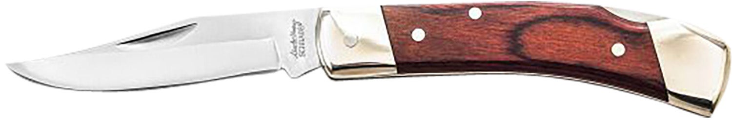 Uncle Henry Smokey II Folding Clip Point Knife Plain 3.70" Stainless Steel Blade Wood Handle Leather Sheath LB5CP