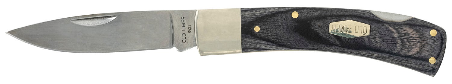Old Timer Heritage Series Bruin 50th Anniversary 2.80" Drop Point Plain D2 Steel Blade 3.70" Black Wood Laminate Handle
