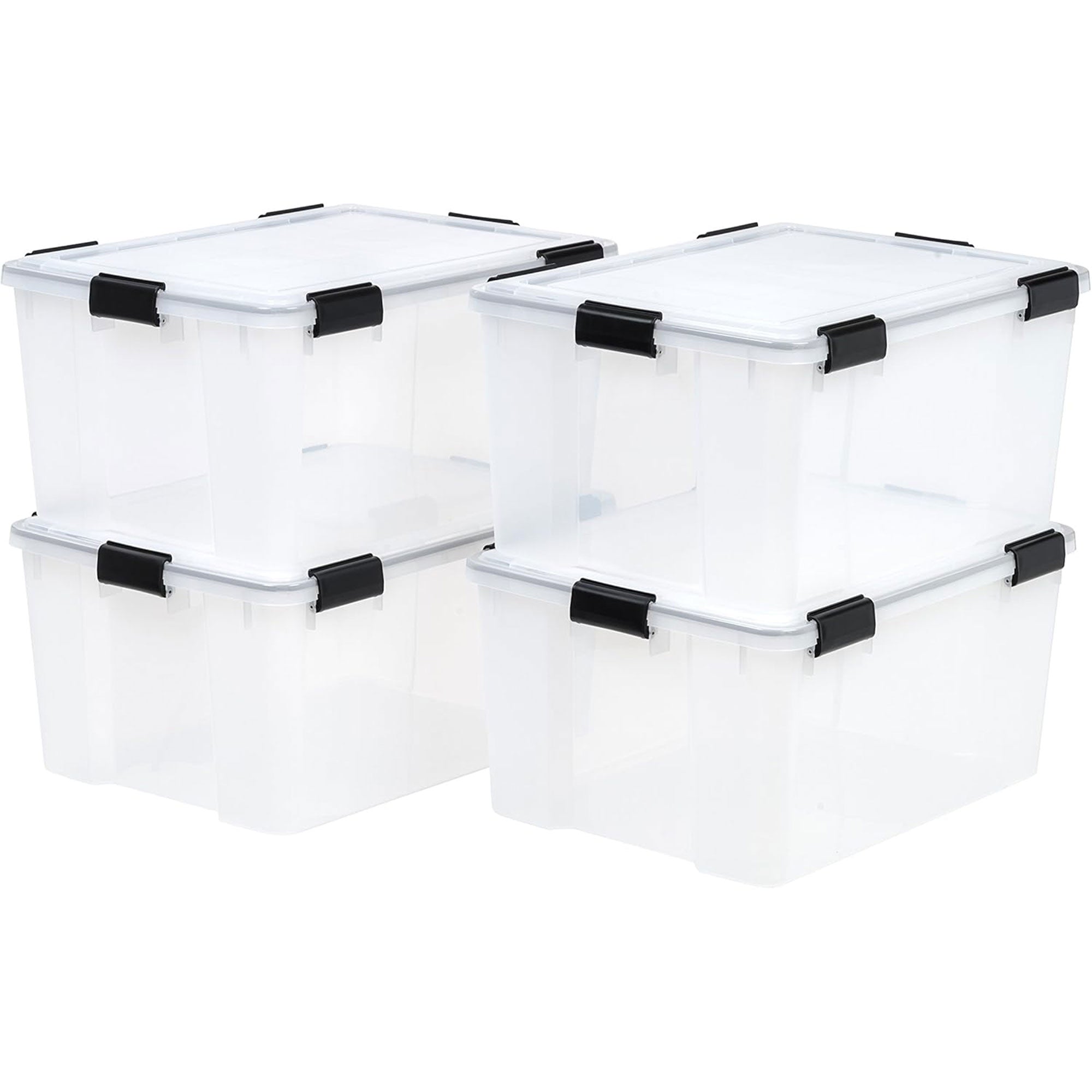 IRIS USA 110559 62.8 Quart Weathertight Plastic Storage Box, Clear (4 Pack)