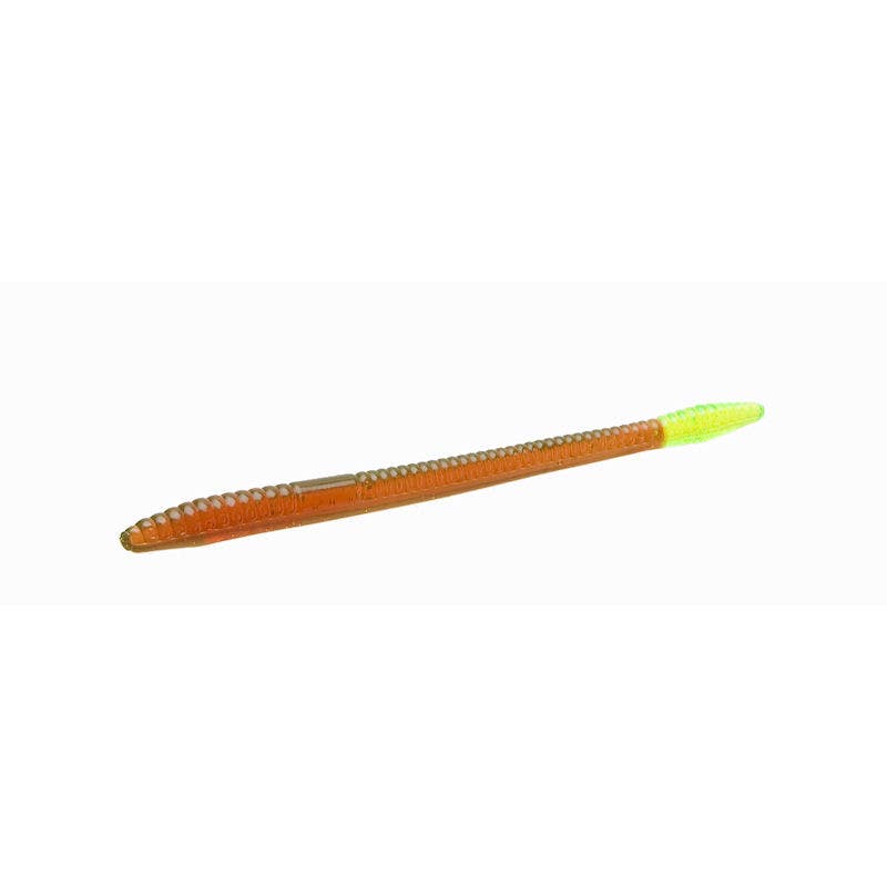 Zoom Finesse Worm - Motor Oil Chartreuse Tail
