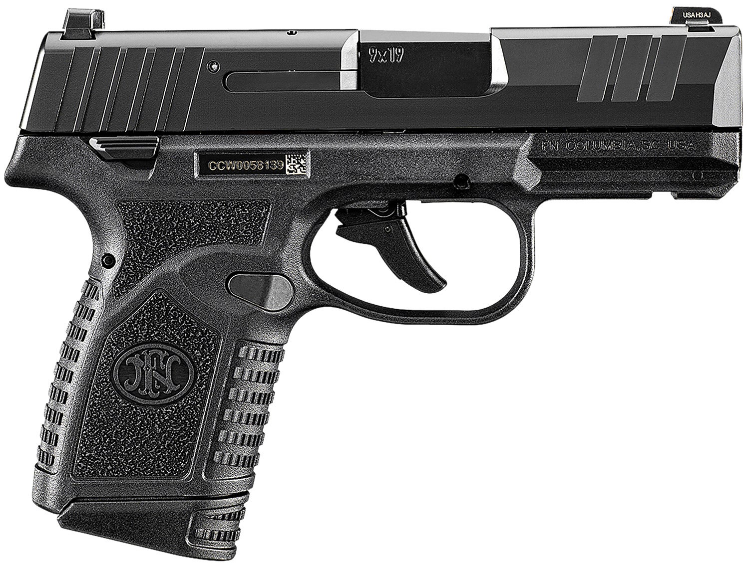 FN Reflex 9mm Luger 10+1 3.30" Barrel Steel Slide Micro-Compact Polymer Frame Tritium Sights Manual Safety SAO Black 66101420