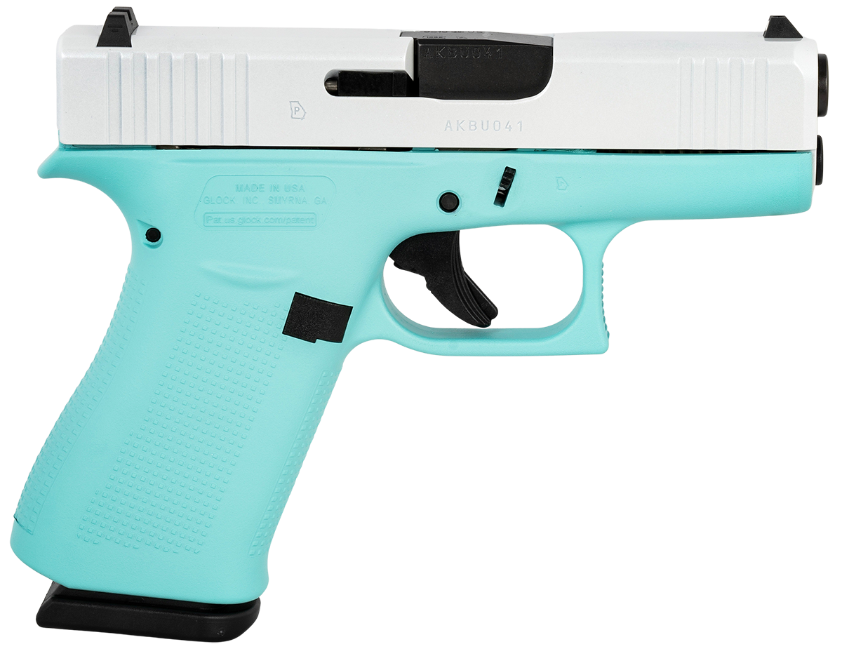 Glock G43X Pistol 9mm 10+1 3.41" Marksman Barrel Steel Slide Polymer Frame Fixed Steel Sights DAO White/Blue UX4350204REBFPWS