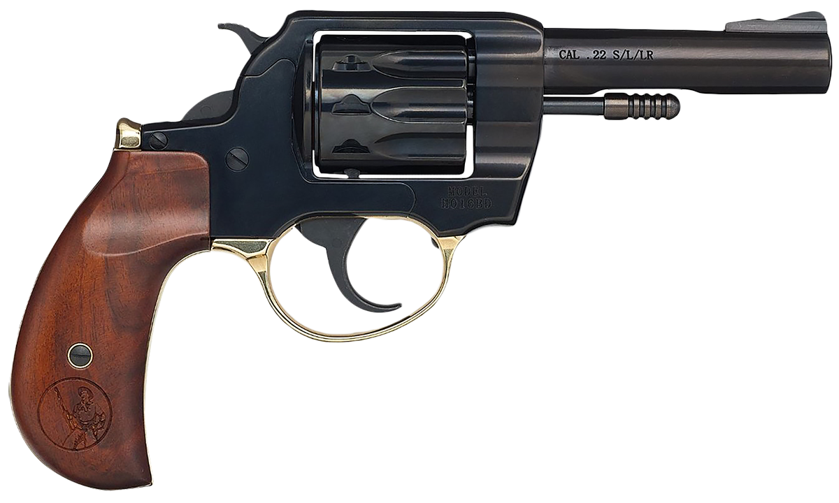 Henry Golden Boy Revolver .22LR 10Rd 4" Barrel Steel Frame Interchangeable Blade Front Sight Walnut Grip Double Action Blued H016BD