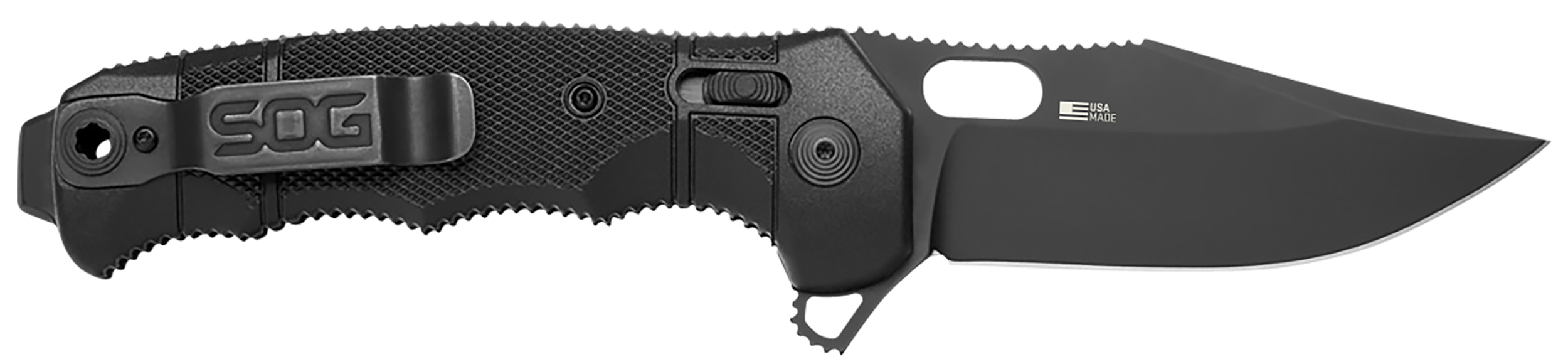 Sog Knife Seal Xr Black Crkte - 3.9" Pln Edge Fldr Black Usa