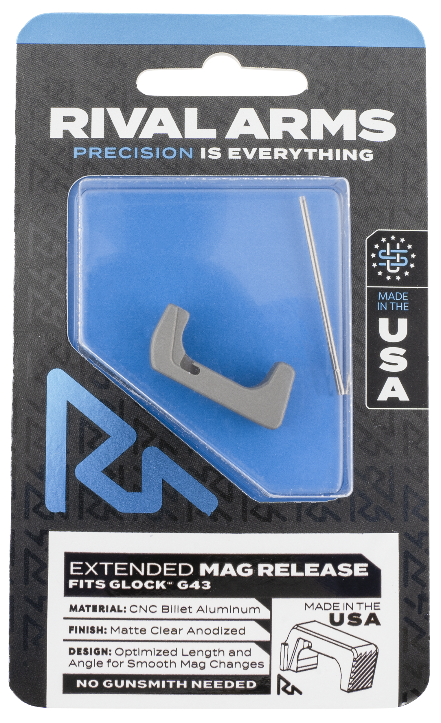 Rival Arms Magazine Release, Rival Ra72g003d    Mag Release Ext G43 Stl
