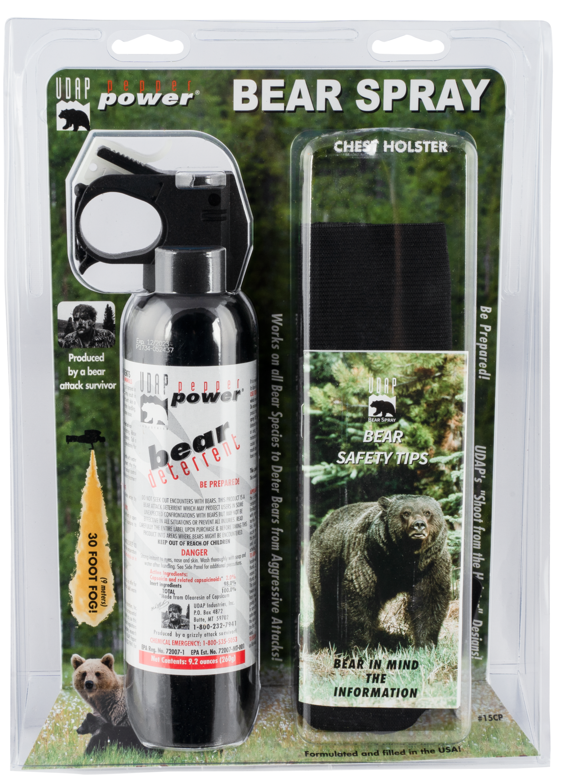 Udap Super Magnum Bear Spray, Udap 15cp    Magnum Bear 260g Chest Hls