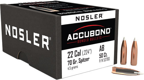 Nosler Accubond Bullets .22 Cal. 70 Gr. Spitzer Point 50 Pk.