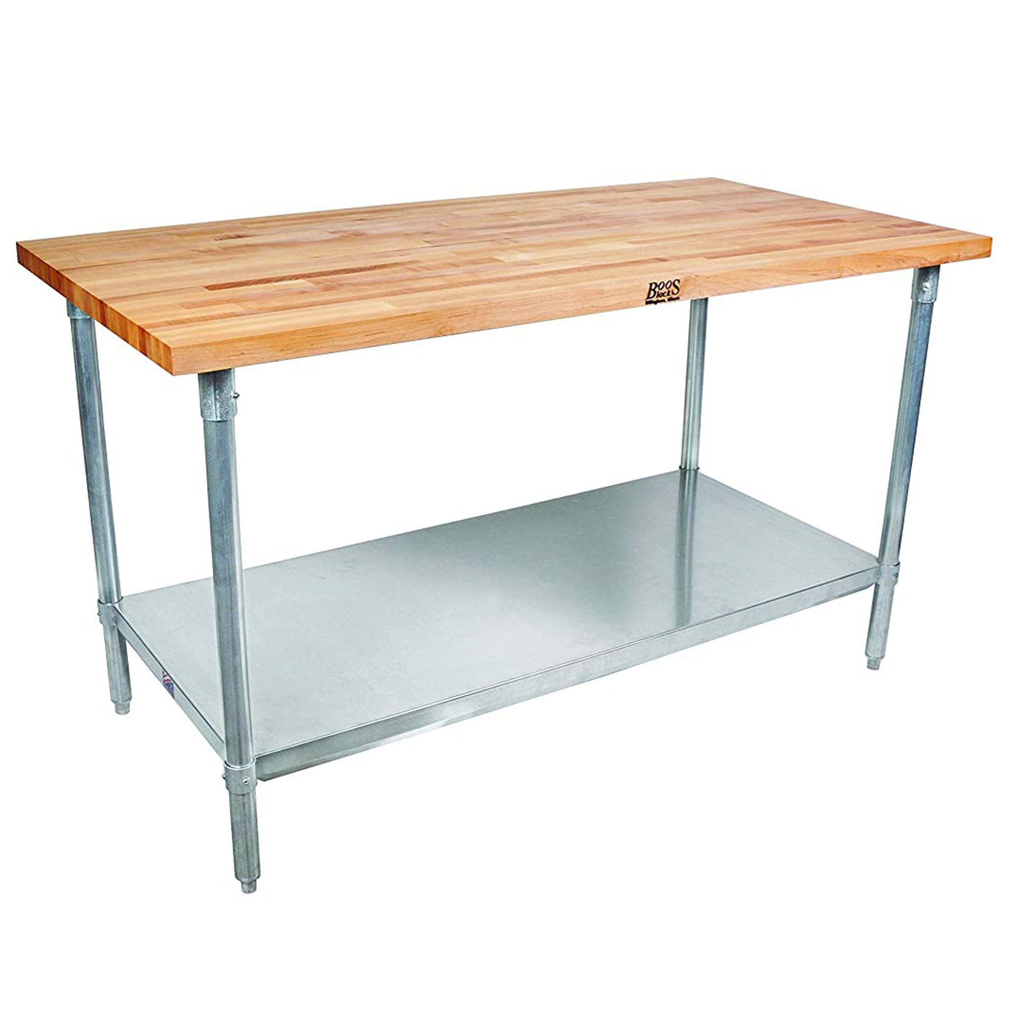 John Boos Maple Wood Top Work Table with Lower Shelf, 48 x 24 x 1.5" (Open Box)