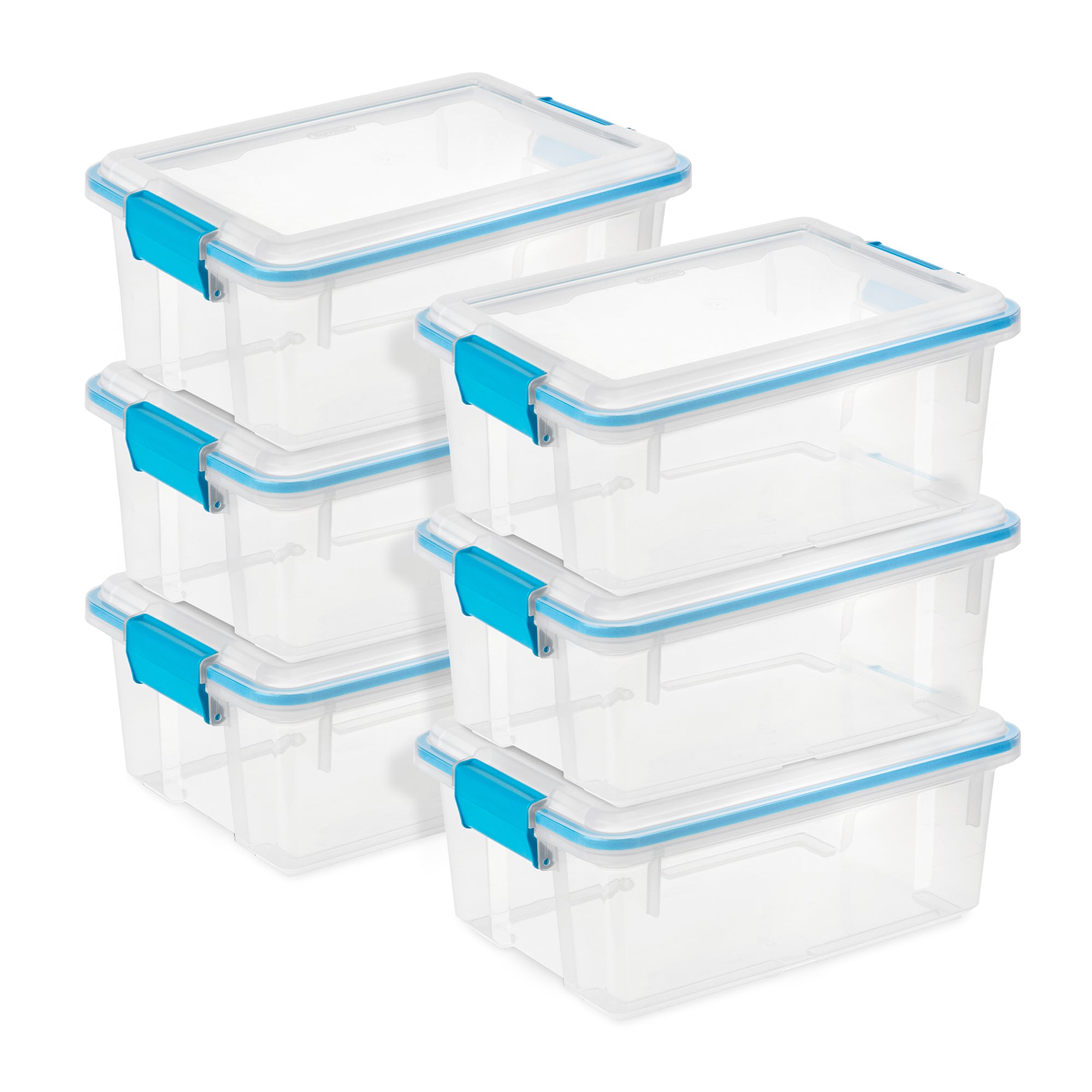 Sterilite 12 Qt Plastic Storage Bin Container Clear Gasket Sealed Box, (6 Pack)