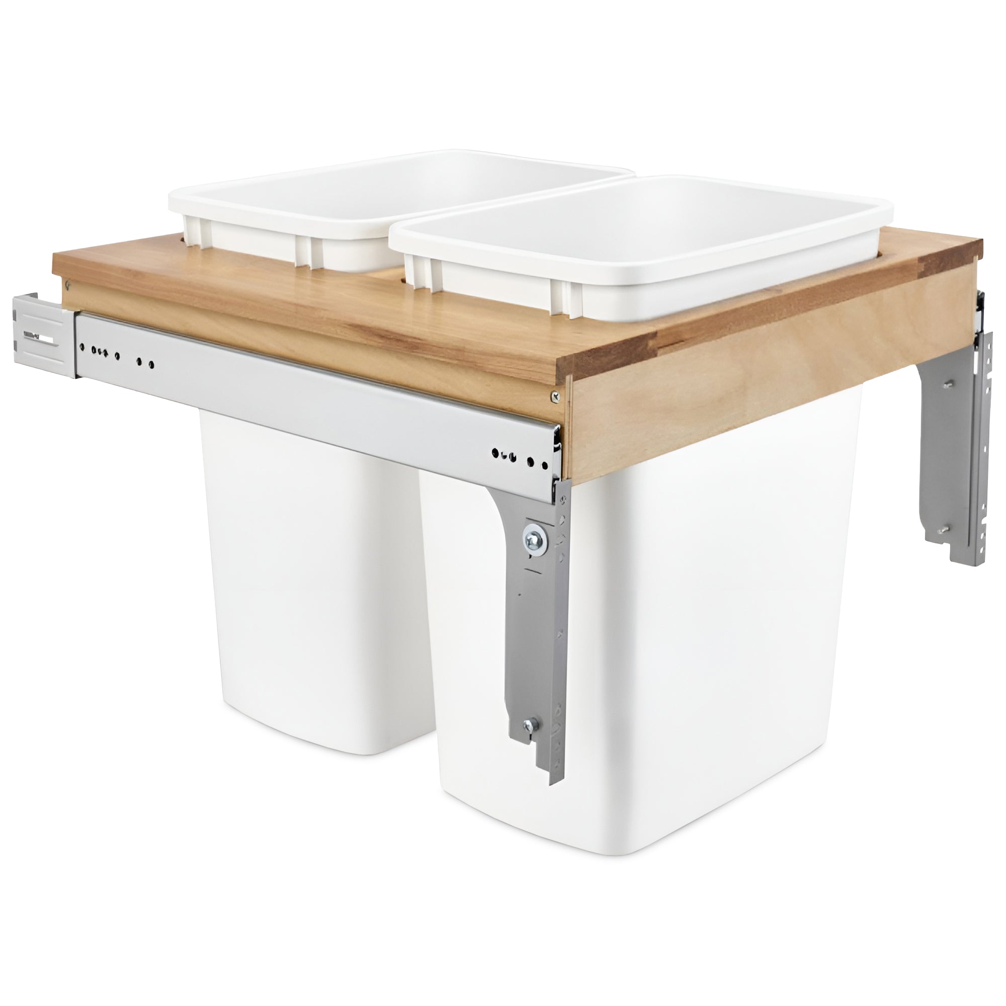 Rev-A-Shelf Double Pullout Top Mount Trash Can 35 qt., White, 4WCTM-24DM2