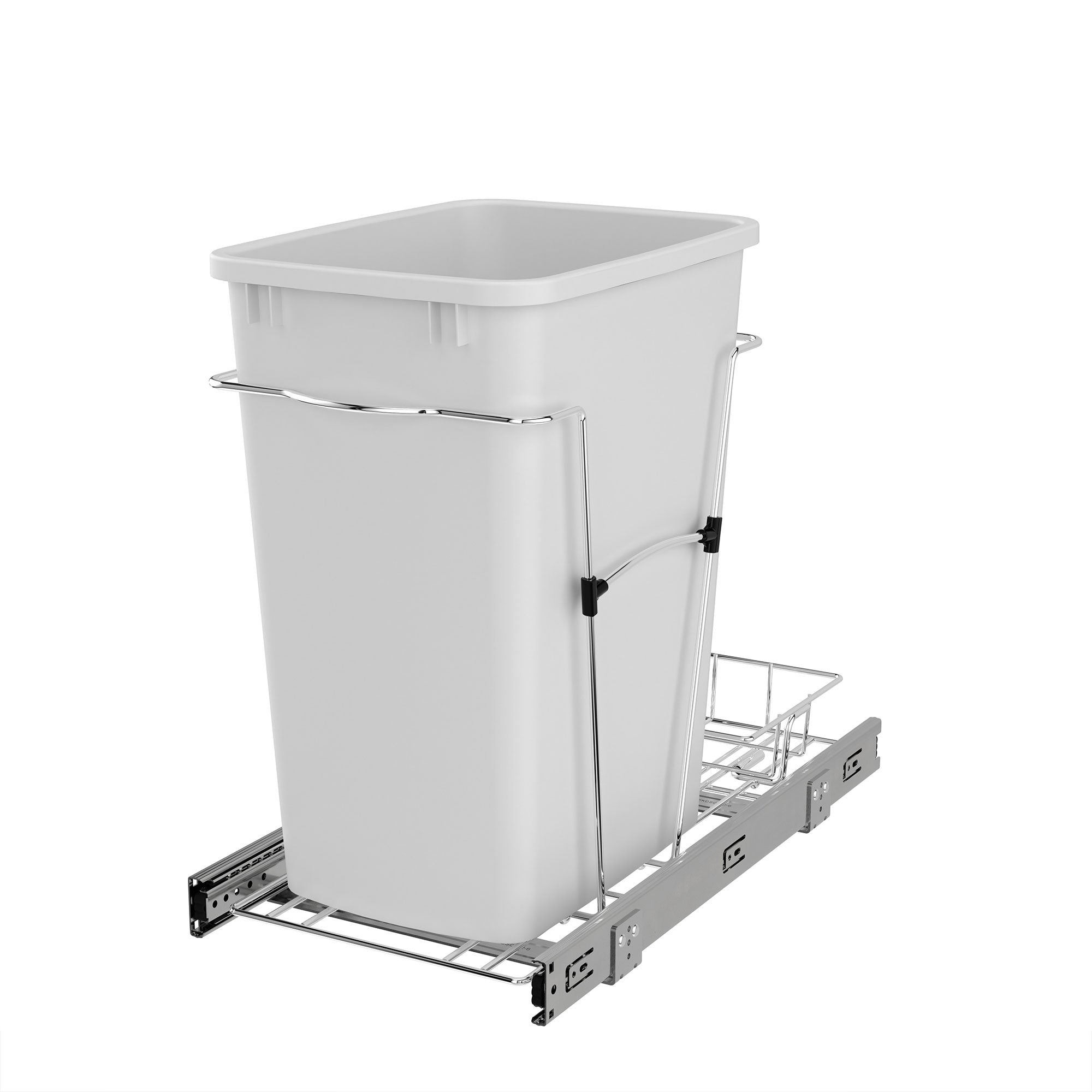 Rev-A-Shelf Pullout Trash Can 35 qt. for Kitchen Cabinets, White, RV-12KD-11C S