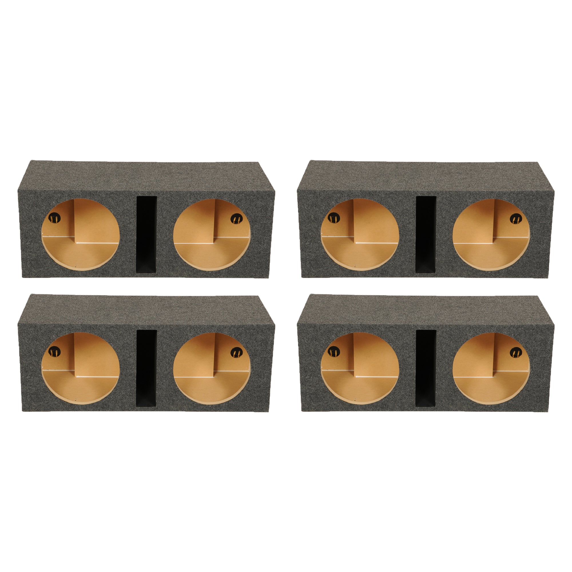 QPower QBASS Dual 12 Inch Car Audio Subwoofer Enclosure Box, Charcoal (4 Pack)