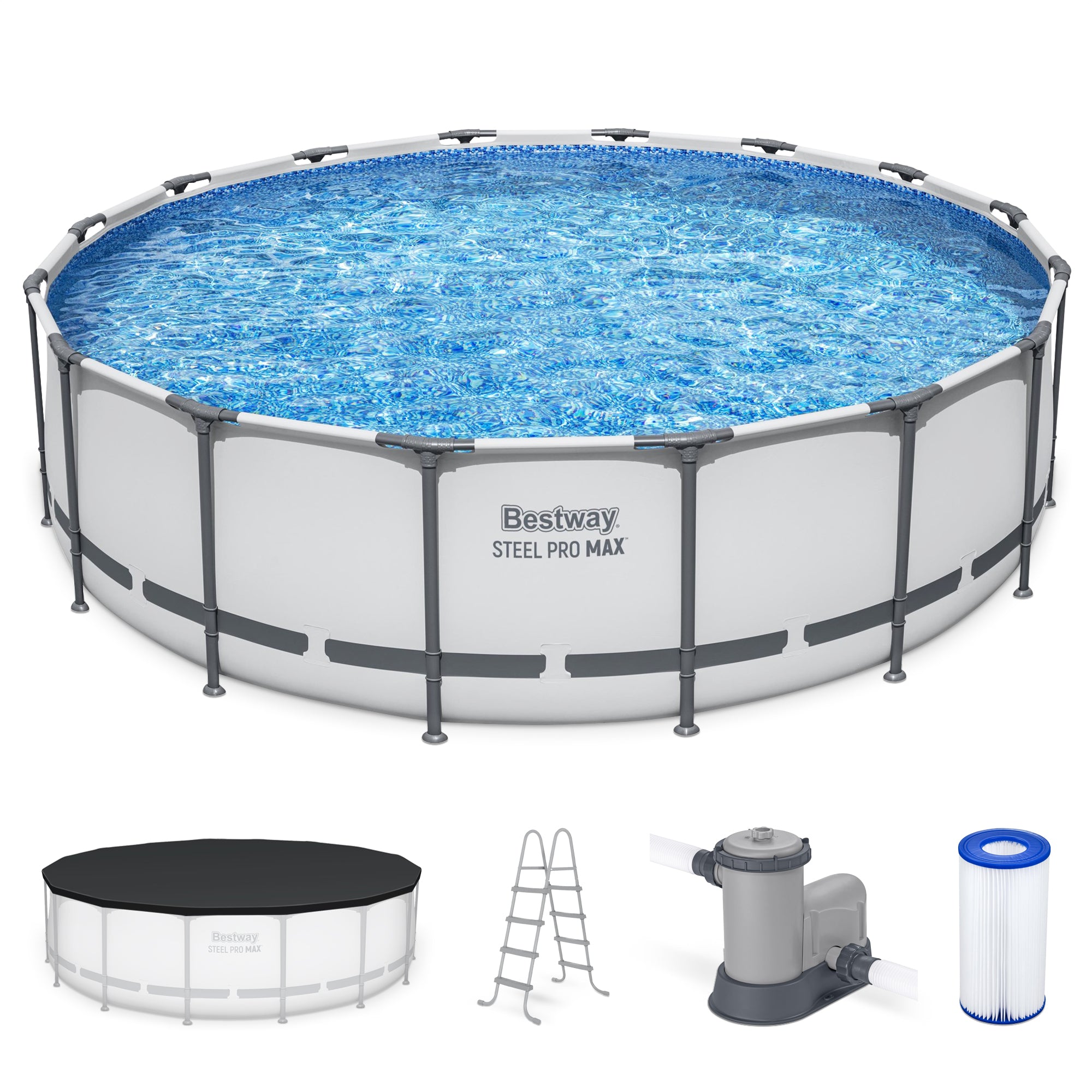 Bestway Steel Pro MAX 16'x48" Round Above Ground Pool w/ Pump & Cover(Open Box)