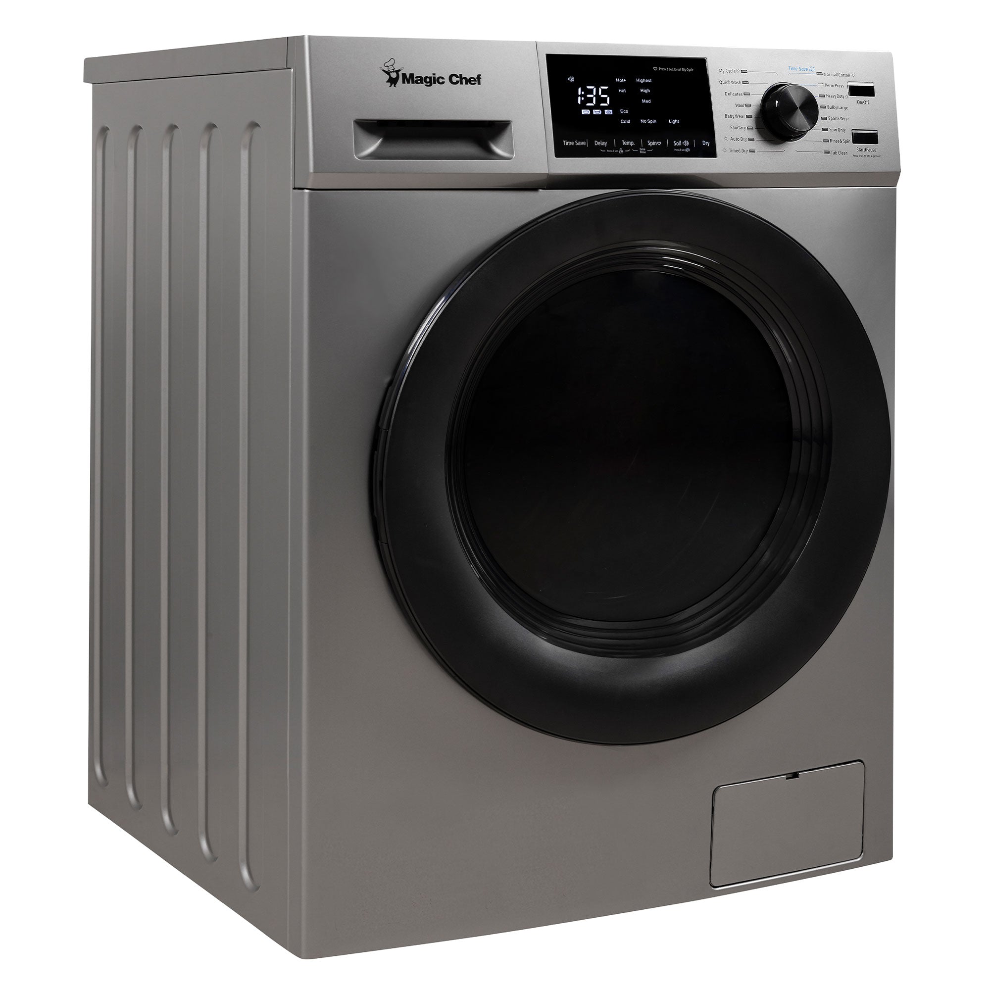 Magic Chef 2.7 Cu Ft Front Load Washer And Dryer Combination, Silver (Used)
