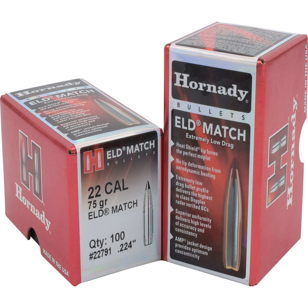 Hornady ELD Match Bullets 22 Cal 75 Gr 100/Box