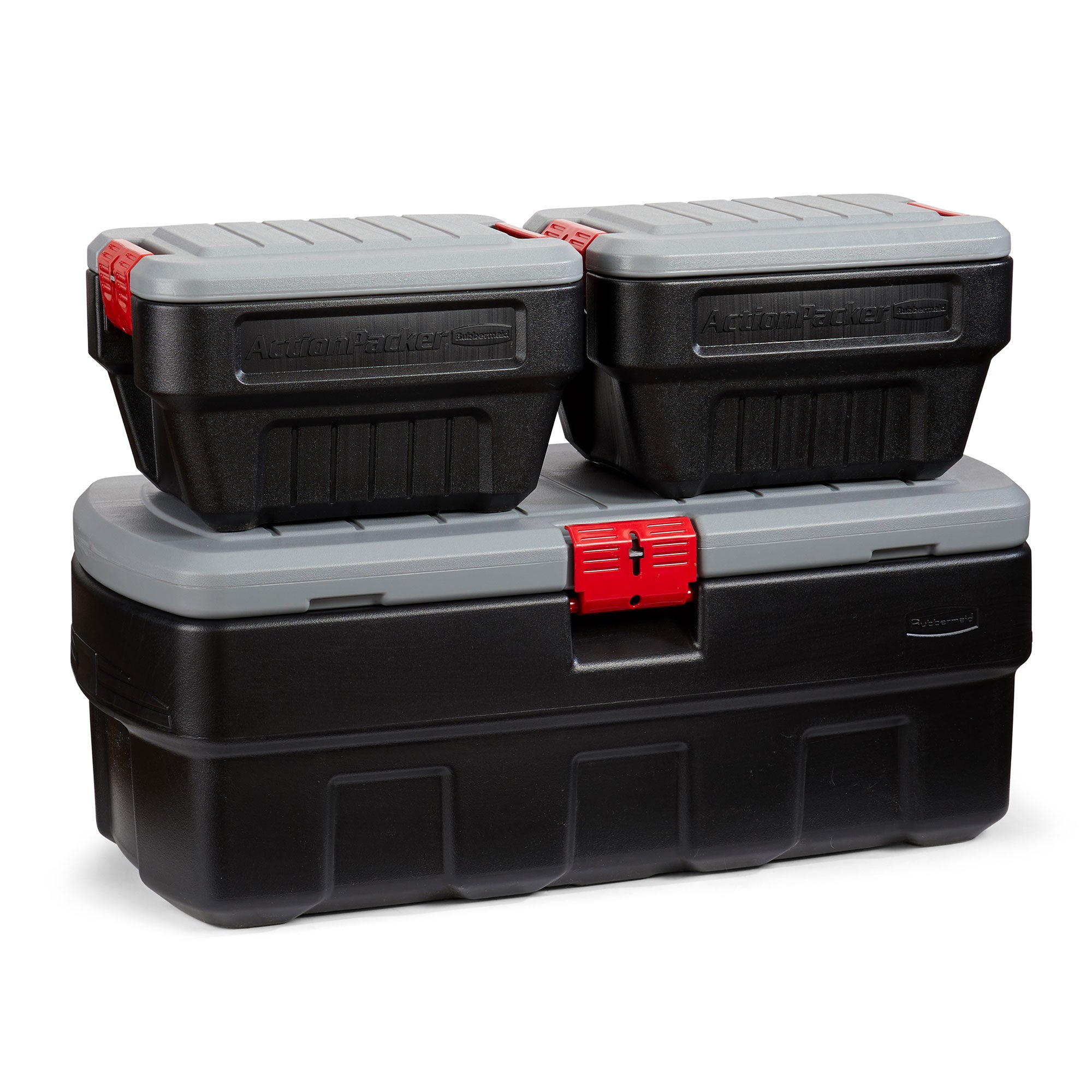 Rubbermaid 48 & 8 Gal Lockable Latch Storage Box Tote Bundle (Open Box)
