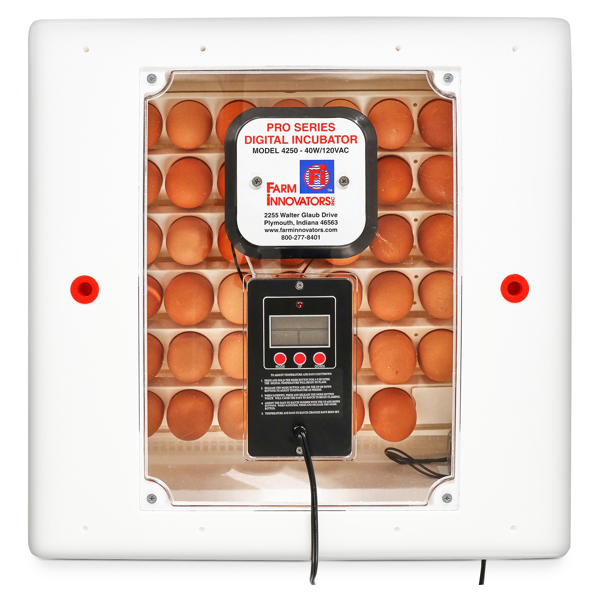 Farm Innovators 4250 Digital Circulated Air Incubator, w/Auto Egg Turner, White