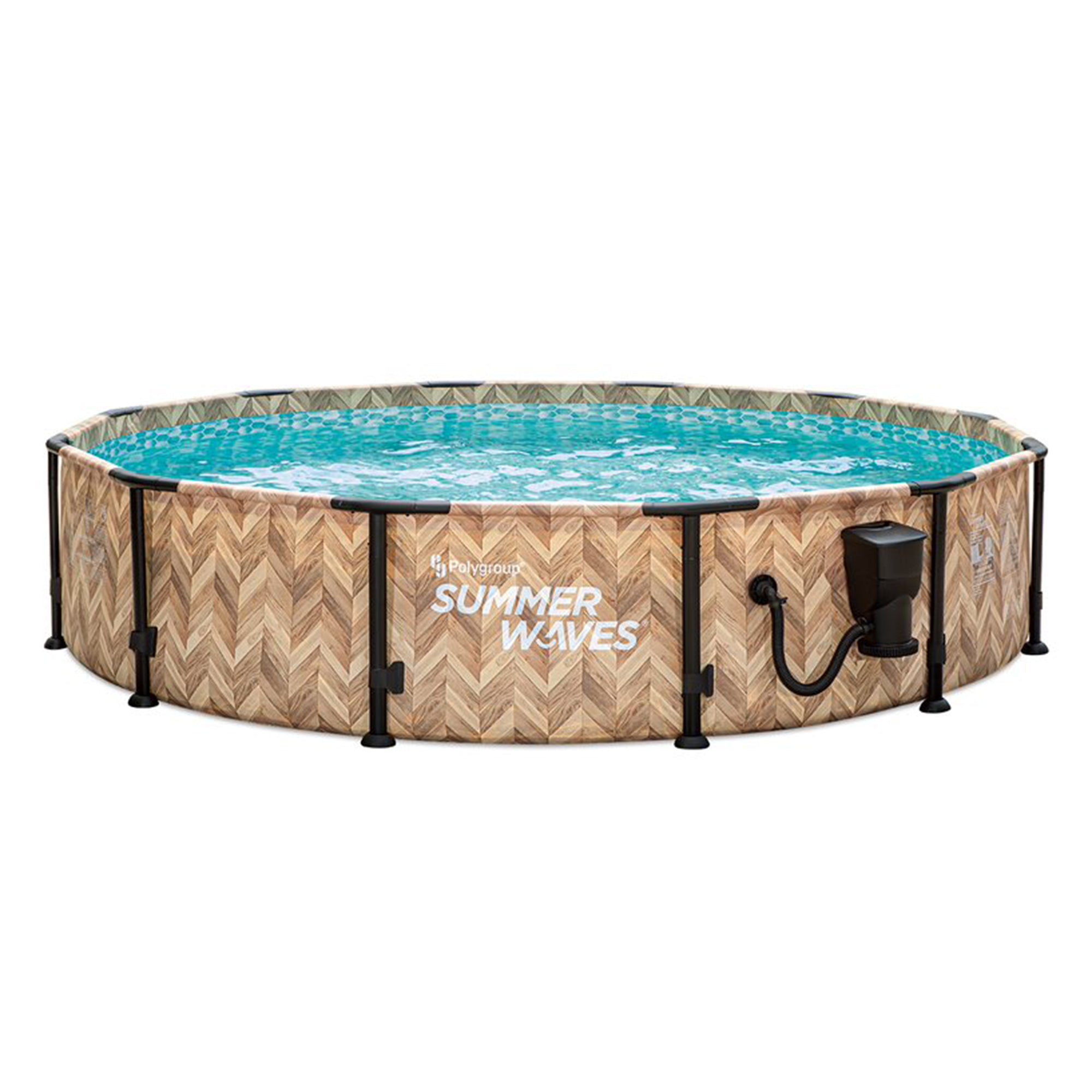 Summer 12' x 30" Round Above Ground Swimming Pool w/Pump, Light Oak (Open Box)