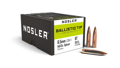 Nosler Ballistic Tip Hunting 26140 6.5mm 140 gr Spitzer Bullets-50cnt