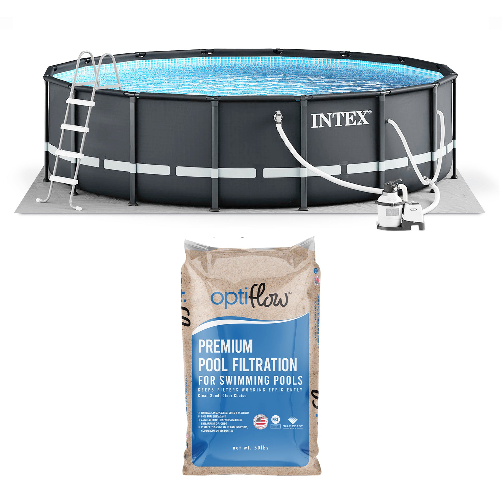 Intex Ultra XTR Frame 14'x42" Above Ground Pool and OptiFlow Premium Filter Sand