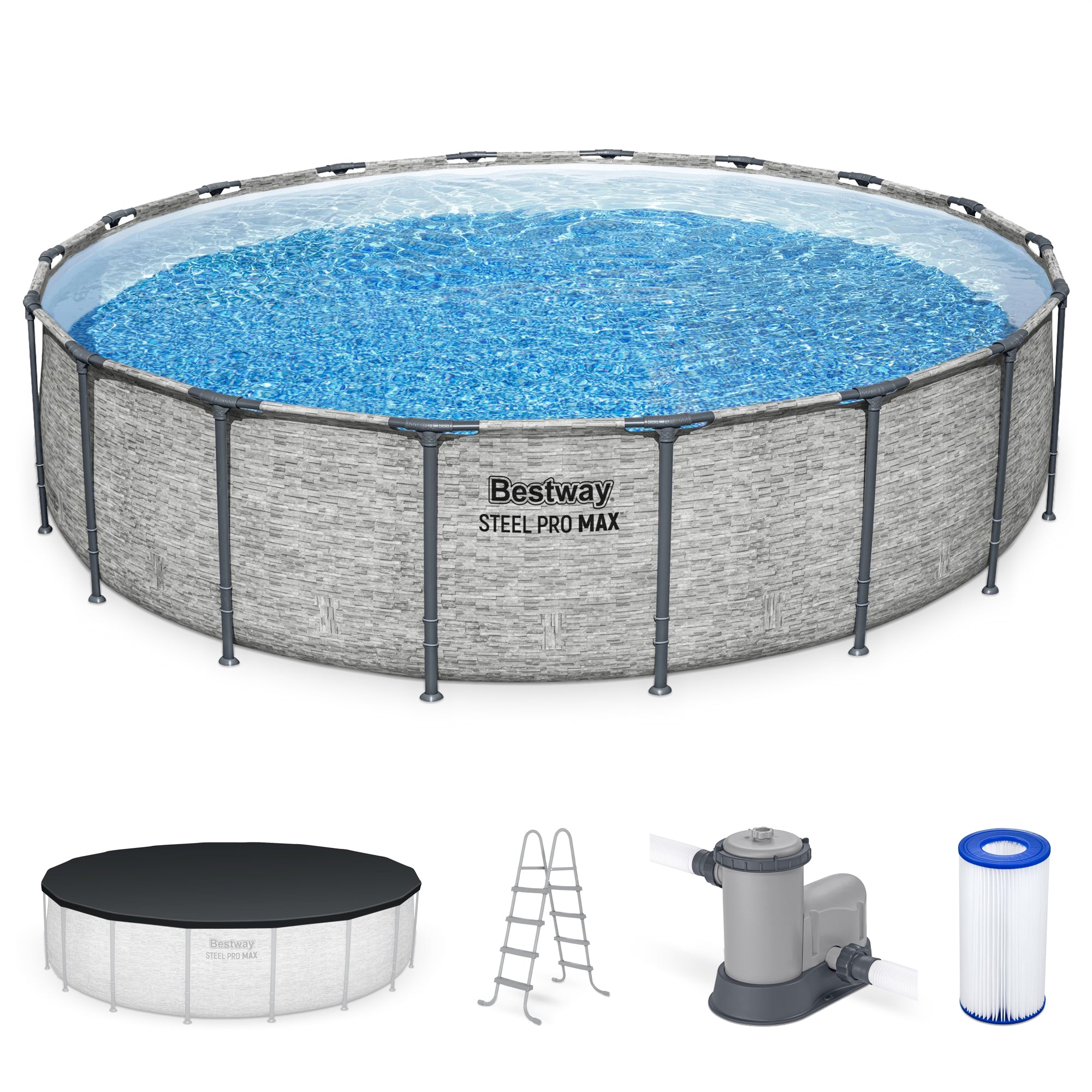 18' x 48" Round Steel Pro MAX Hard Side Family Swimming Pool Set (For Parts)