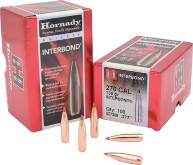 Hornady InterBond .270 Cal 130 gr Bullets-100cnt