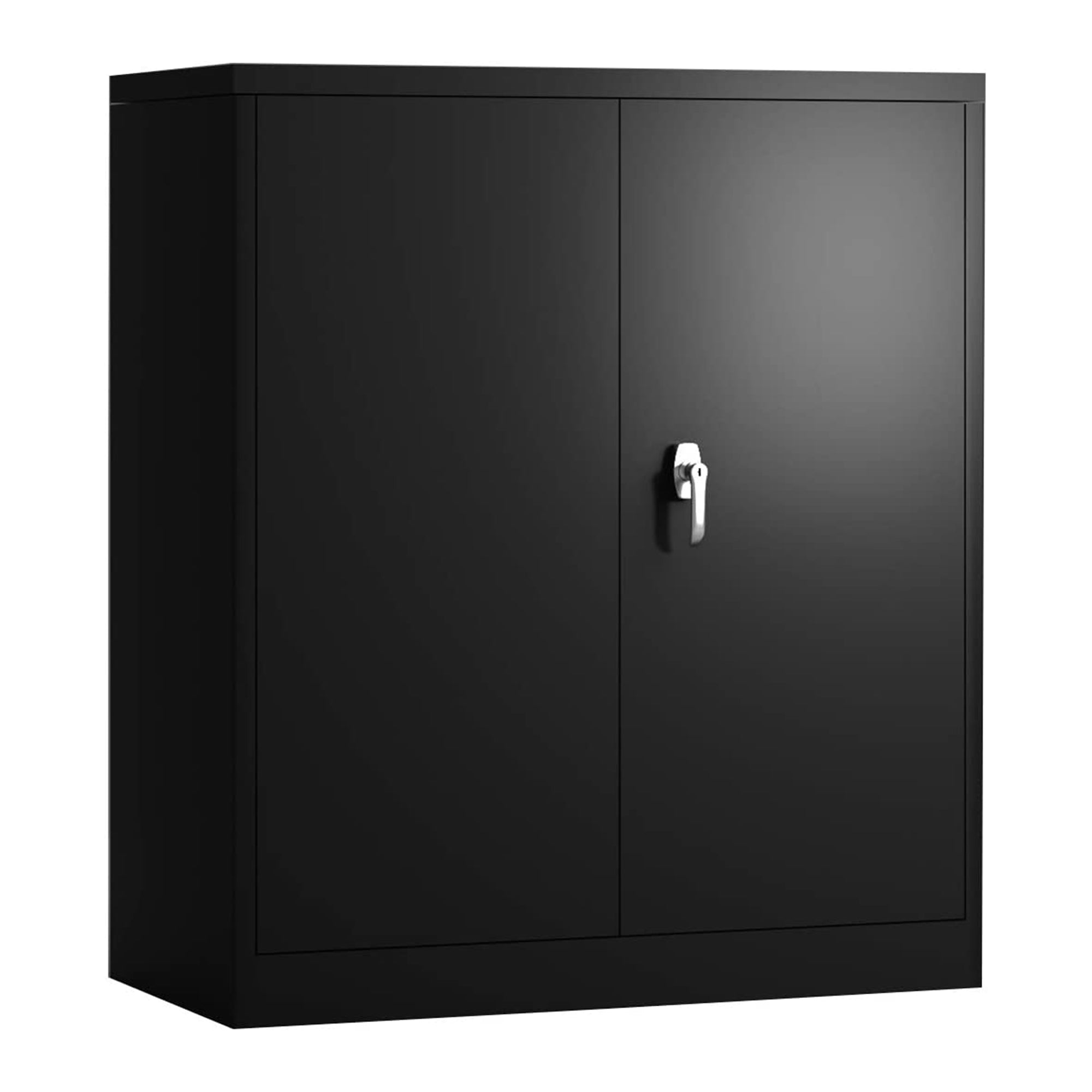 Aobabo 41.6 Inch Locking Metal Storage Cabinet with 2 Shelves, Black (Open Box)