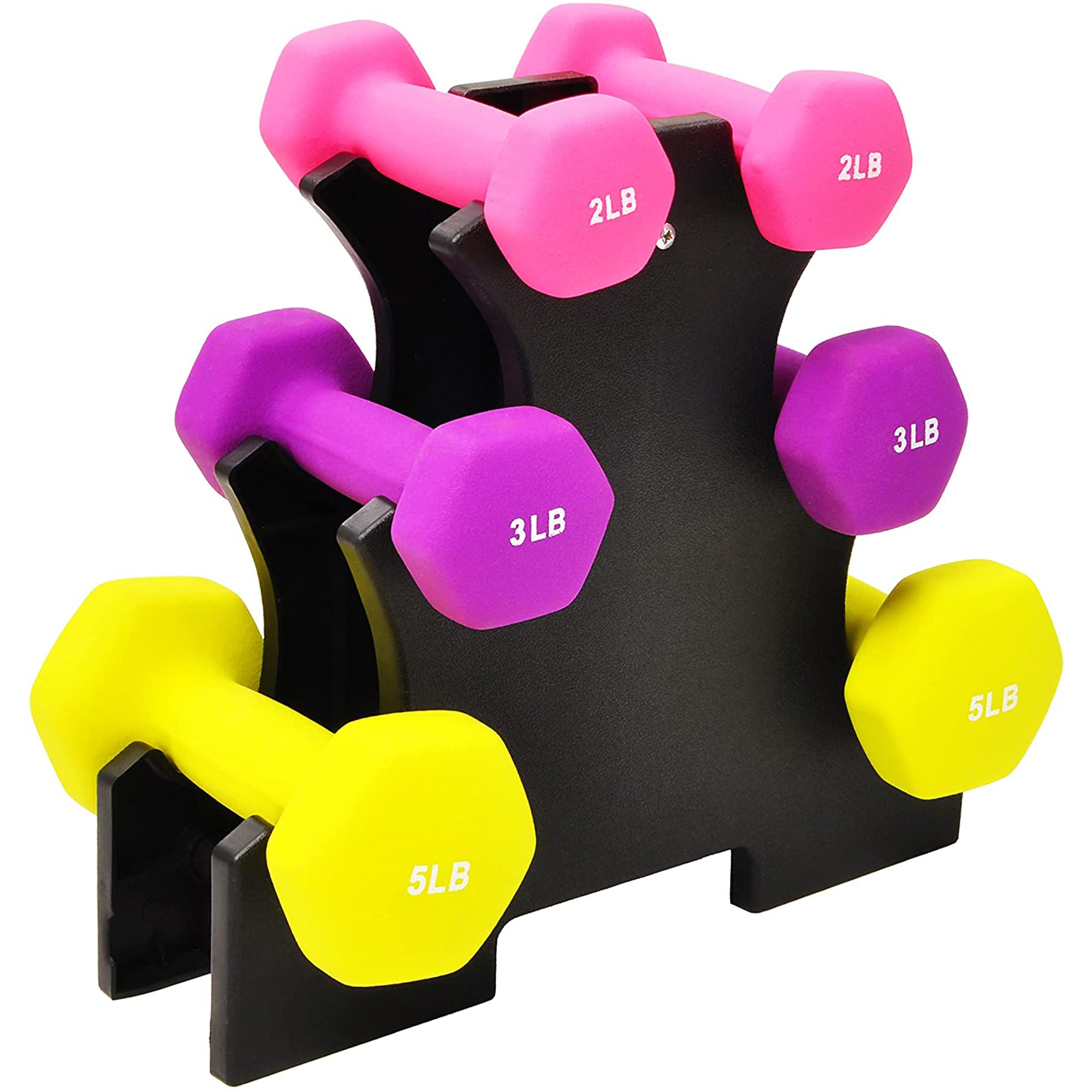 BalanceFrom Fitness 2, 3, & 5lb Neoprene Coated Dumbbell Set & Stand (Open Box)
