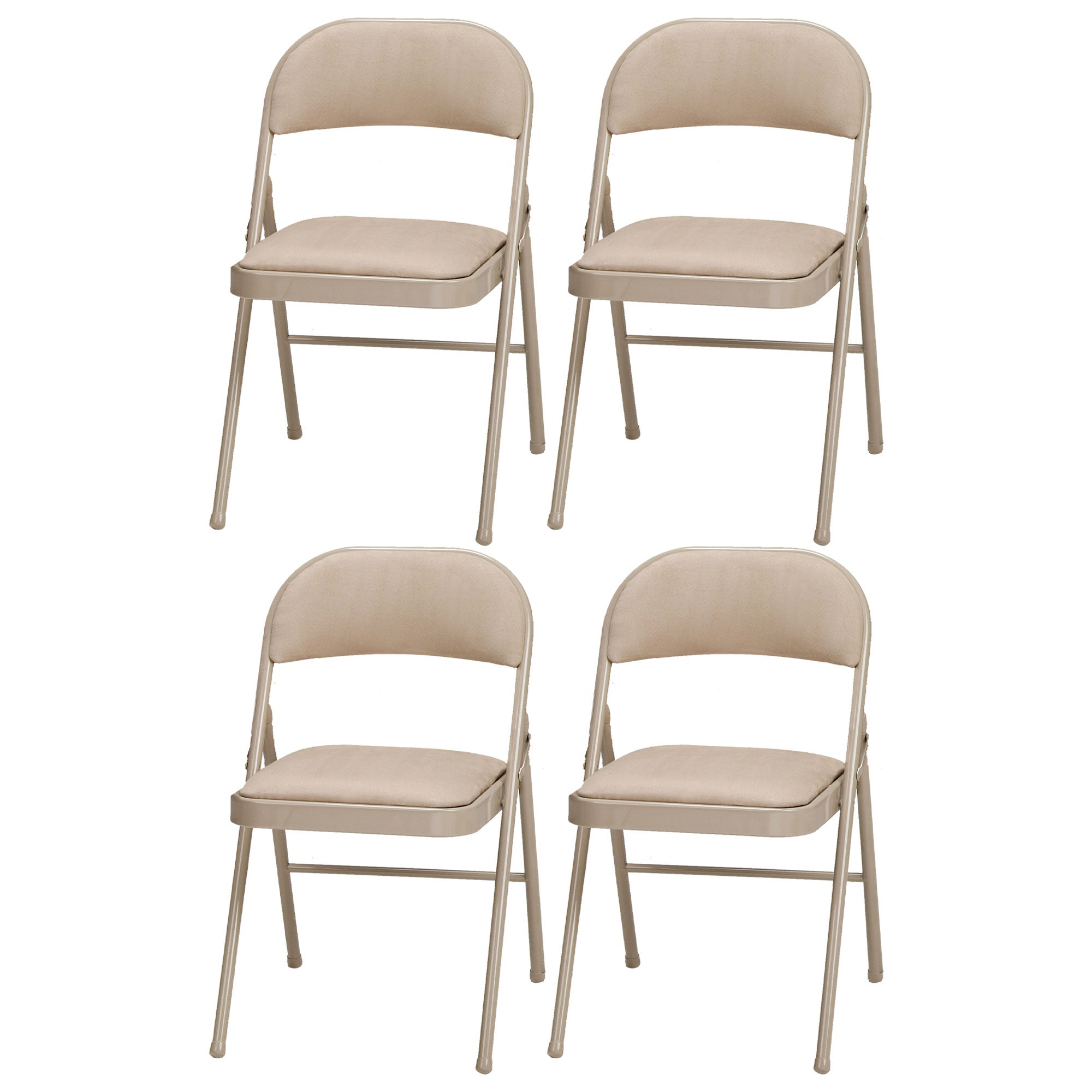 MECO Sudden Comfort Sand Fabric Padded Folding Chair, Buff (Set of 4) (Open Box)