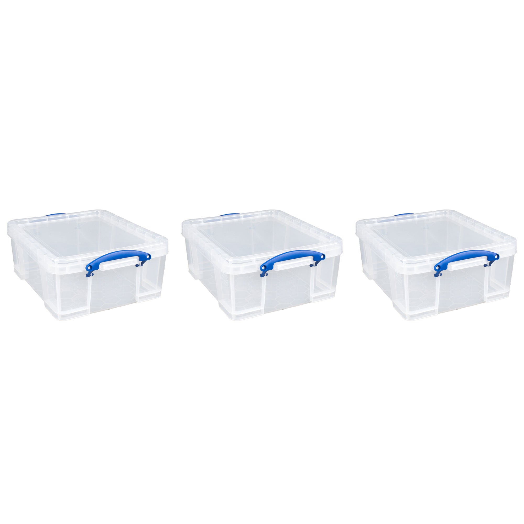 Really Useful Box 17L Storage Container with Lid and Clip Lock Handles, (3 Pack)