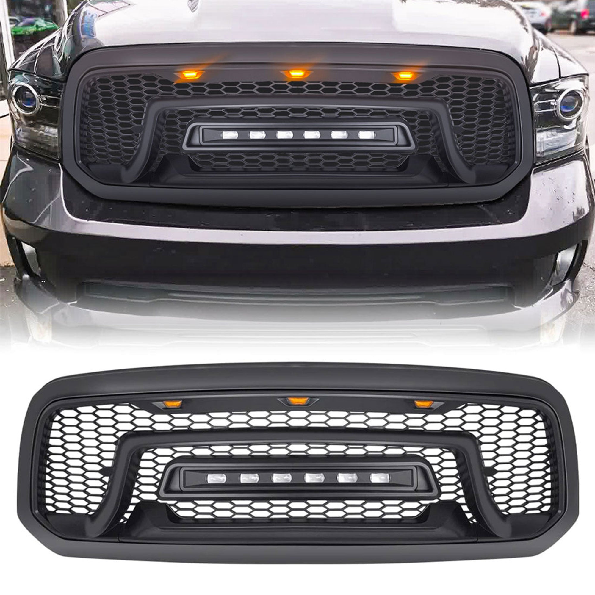 AMERICAN MODIFIED Grille w/ Off Road Lights 2013-18 Dodge Ram 1500 (For Parts)
