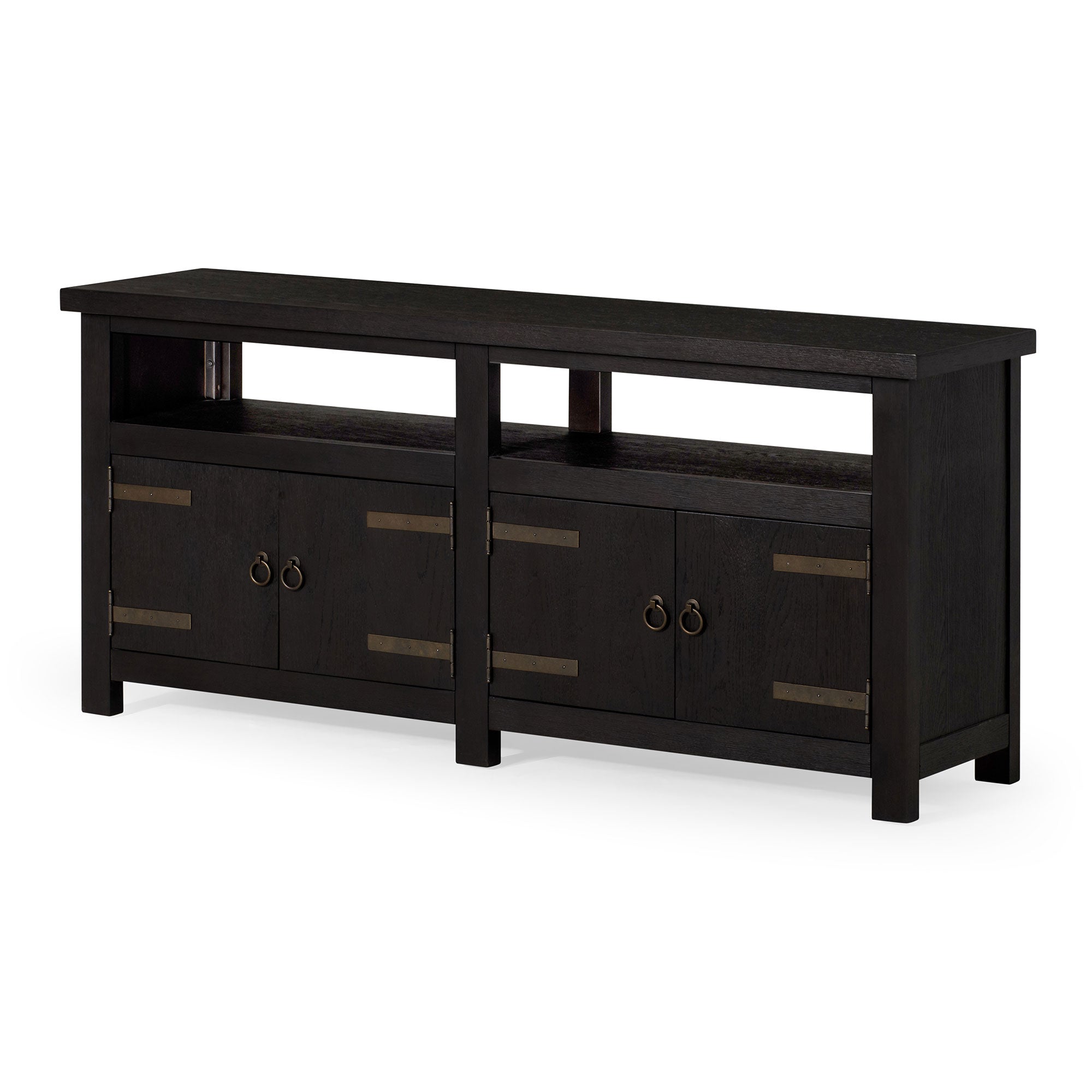 Maven Lane Luca Rustic Wooden Media Unit in Weathered Black Finish