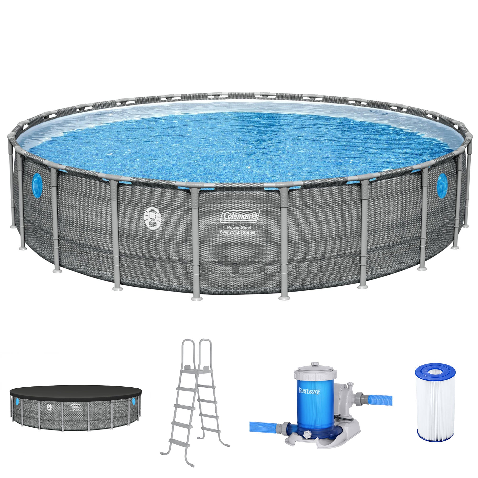 Coleman Power Steel 22' x 52" Round Frame Above Ground Swimming Pool (For Parts)