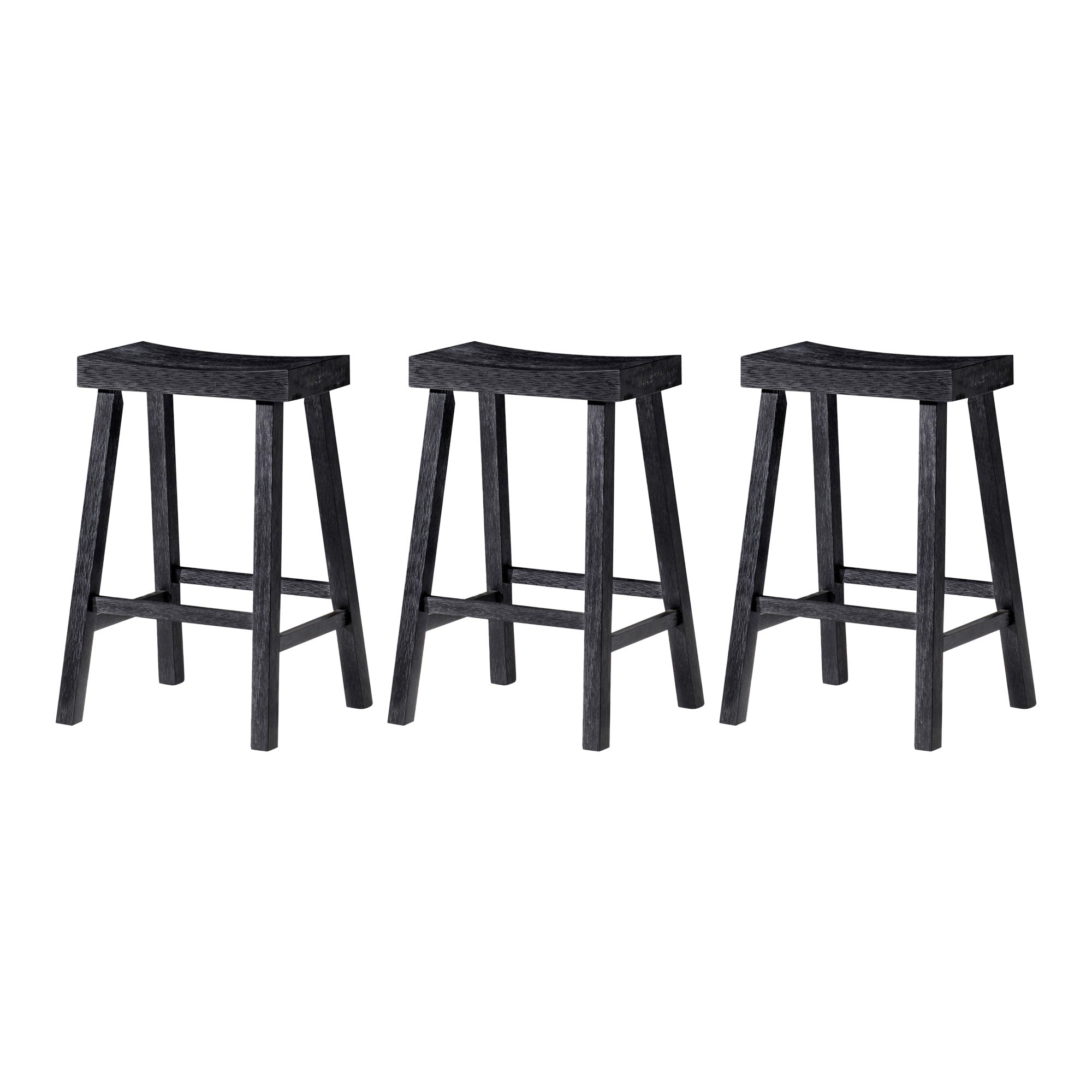 Maven Lane Vincent Wooden Rustic Aesthetic Kitchen Counter Stool, Set of 3