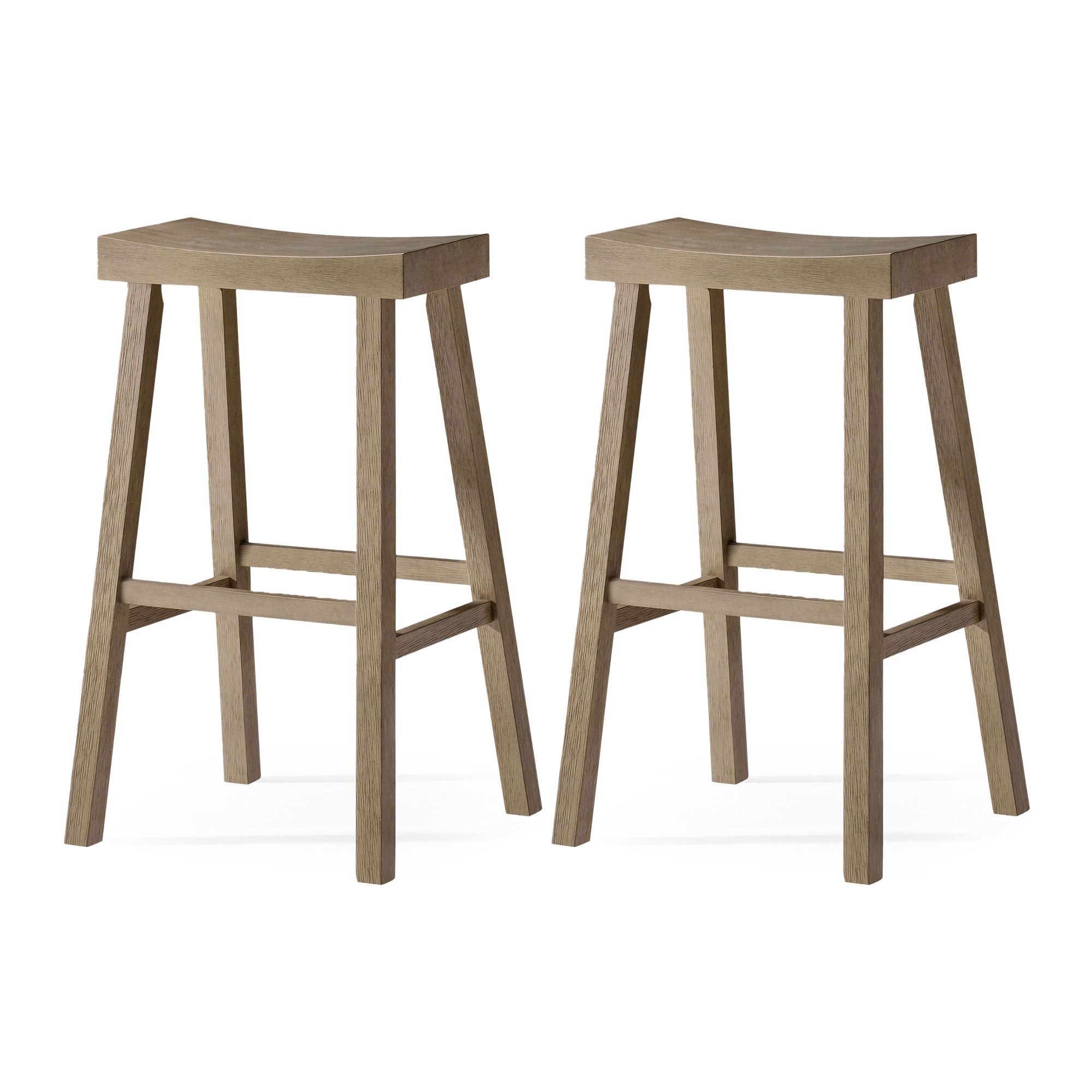 Maven Lane Vincent Wooden Rustic Kitchen Bar Stool, Antiqued Grey, Set of 2